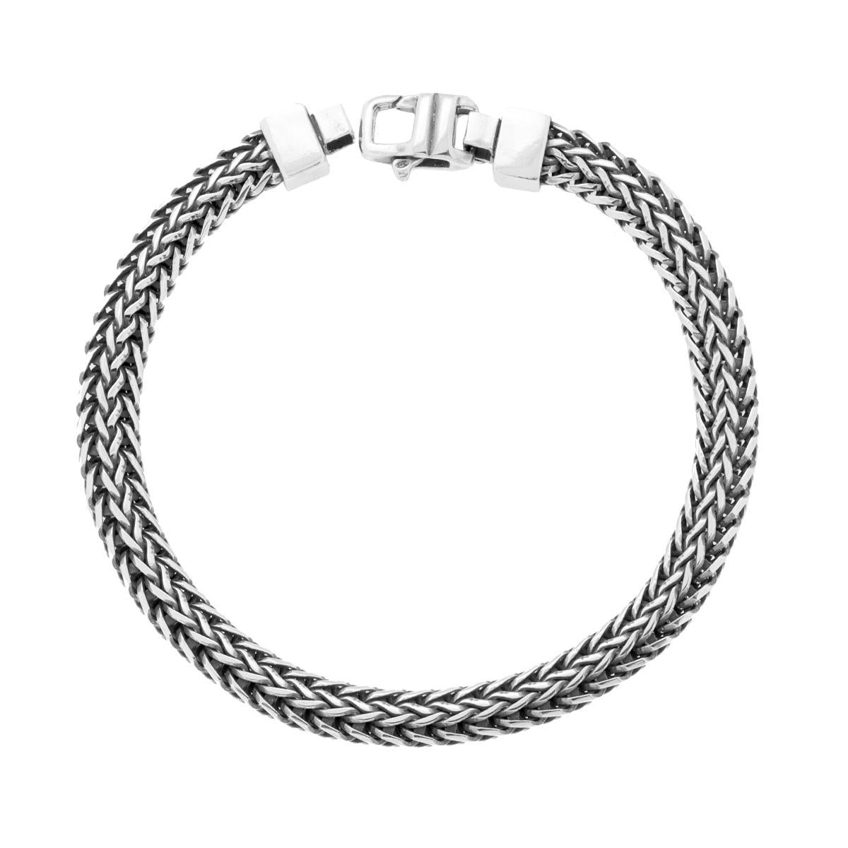 Herrenarmband – flache Spiga-Kette aus Silber 925, rhodiniert. - MeinSchmuckShop