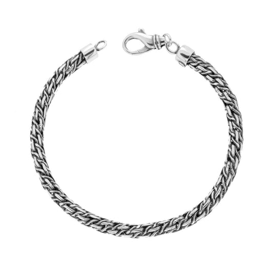 Herrenarmband mit gewebter Kette aus 925er Silber, rhodiniert - MeinSchmuckShop