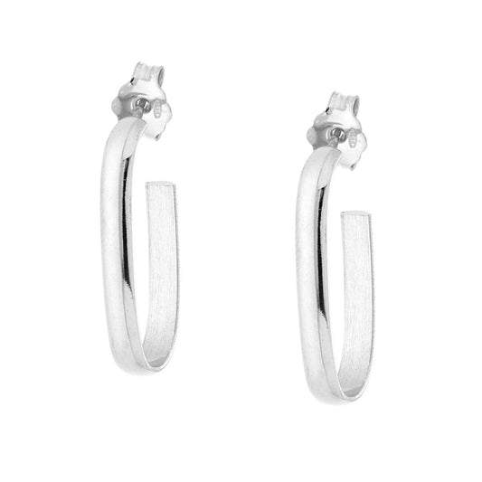 Ohrringe Ovaler Ring in Streifenform aus 925er Silber, galvanisch rhodiniert. - MeinSchmuckShop