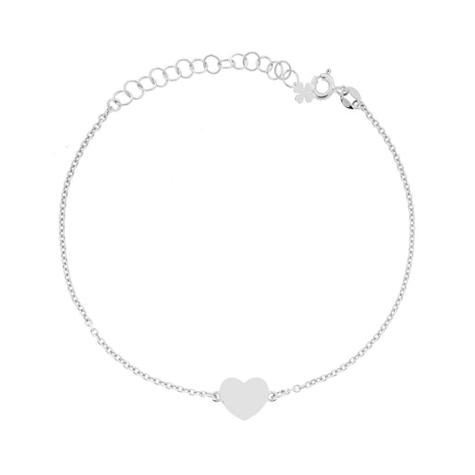Armband Kette Forzatina diamantiert mit schlichtem Herz, Silber 925 rhodiniert - MeinSchmuckShop