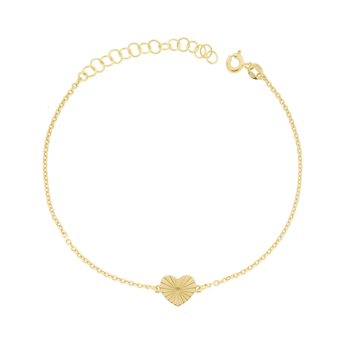 Armband mit diamantierter Ankerkette und diamantiertem Herz aus 925er Silber, vergoldet - MeinSchmuckShop