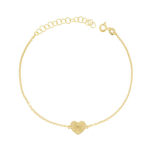 Armband mit diamantierter Ankerkette und diamantiertem Herz aus 925er Silber, vergoldet - MeinSchmuckShop