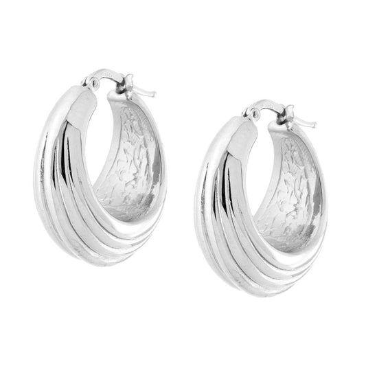 Ohrringe Kreisfascio aus Silber 925 galvanisch Rhodium - MeinSchmuckShop