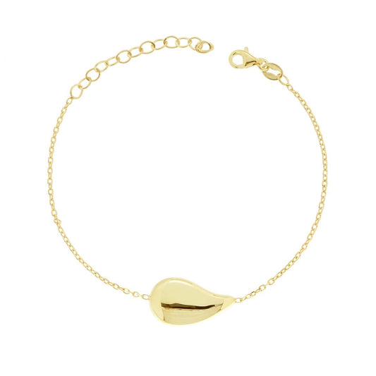 Armband, Forzatina-Kette, diamantiert, mit bombierter Tropfenform, aus 925er Silber, galvanisch vergoldet - MeinSchmuckShop