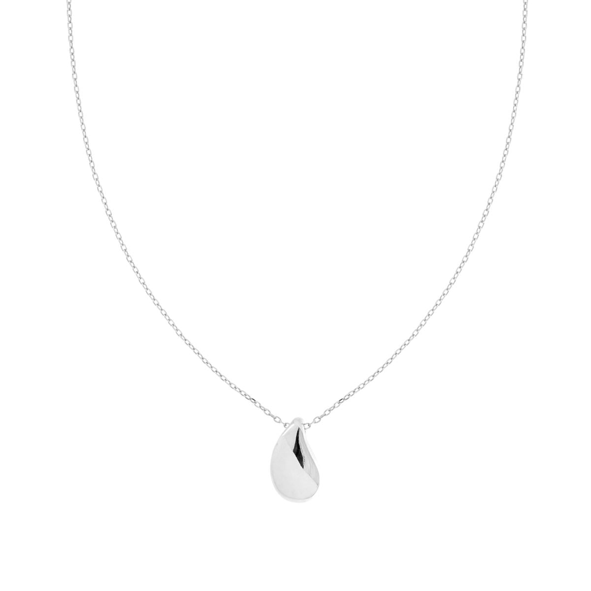 Kette aus Forzatina-Ankerkette, diamantierte Ausführung, mit gewölptem Tropfenanhänger aus 925er Silber, galvanisch rhodiniert - MeinSchmuckShop