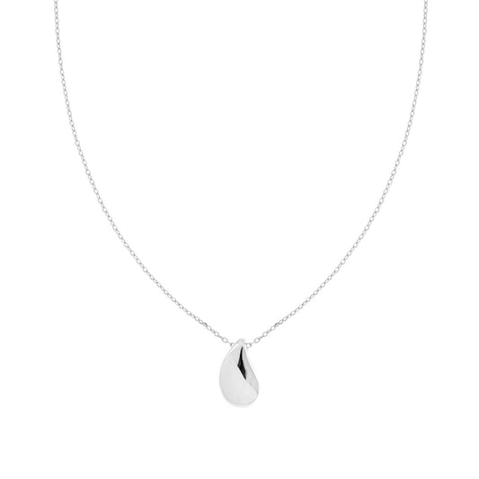 Kette aus Forzatina-Ankerkette, diamantierte Ausführung, mit gewölptem Tropfenanhänger aus 925er Silber, galvanisch rhodiniert - MeinSchmuckShop