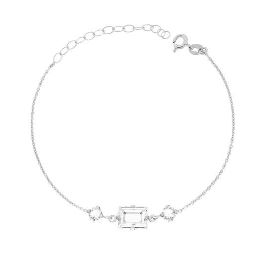 Armband Kette Forzatina Diamantiert mit Lichtpunkten Rund und Baguette Kristall Weiß aus Silber 925, galvanisch Rhodiert - MeinSchmuckShop