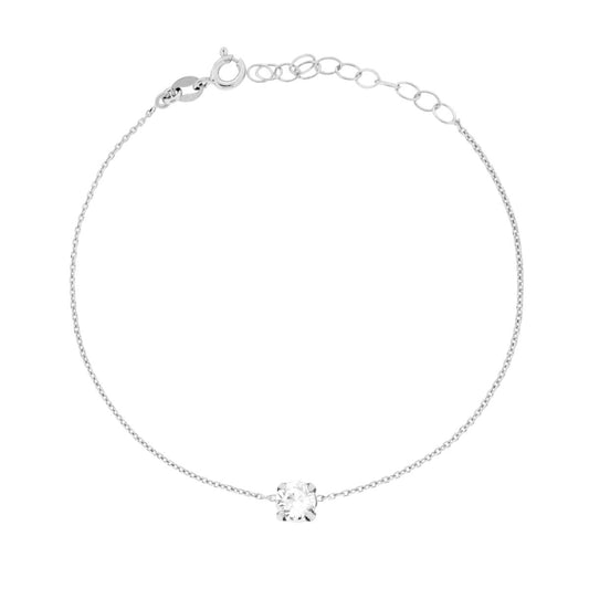 Armband mit Forzatina-Kette, diamantiert, mit Lichtpunkt, 5 mm, Crystal Weiß, aus 925er Silber, rhodium galvanisiert. - MeinSchmuckShop