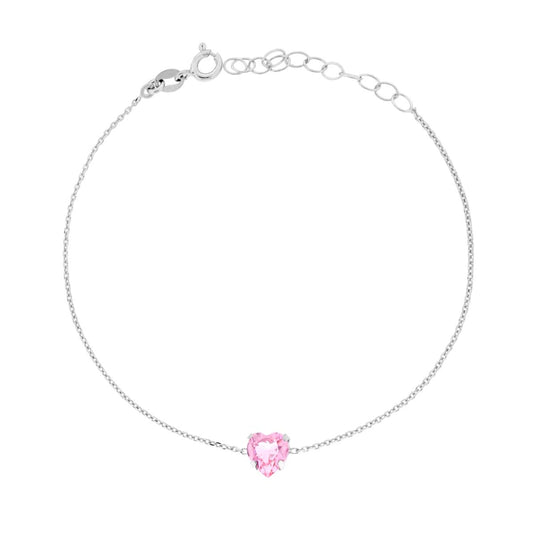 Armband Kette Forzatina Diamantiert mit Lichtpunkt Herz Kristall Rosa aus Silber 925, galvanisch Rhodiumbeschichtet - MeinSchmuckShop