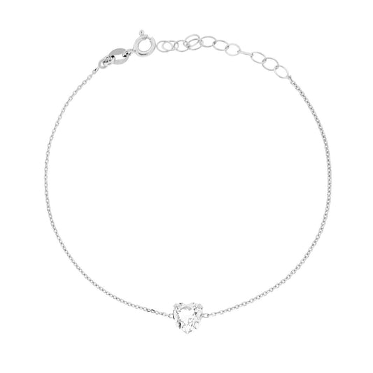 Armband Kette Forzatina Diamantiert mit Lichtpunkt Herz Kristall Weiß in 925er Silber Rhodiniert - MeinSchmuckShop