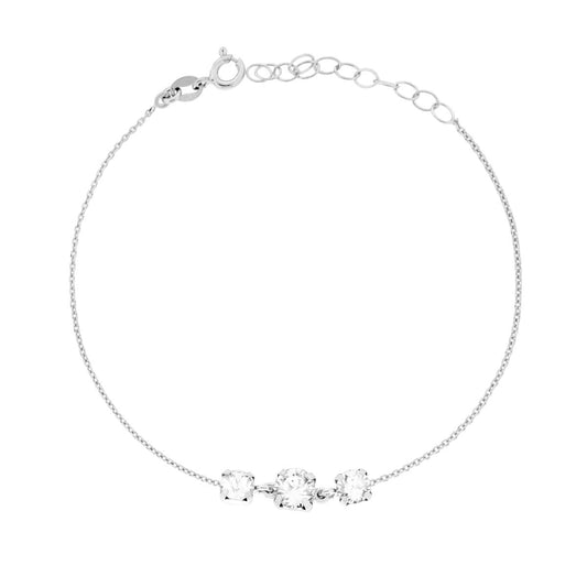 Armband Kette Forzatina Diamantiert mit Trilogy Lichtpunkte Rund Kristall Weiß in 925er Silber rhodiniert - MeinSchmuckShop