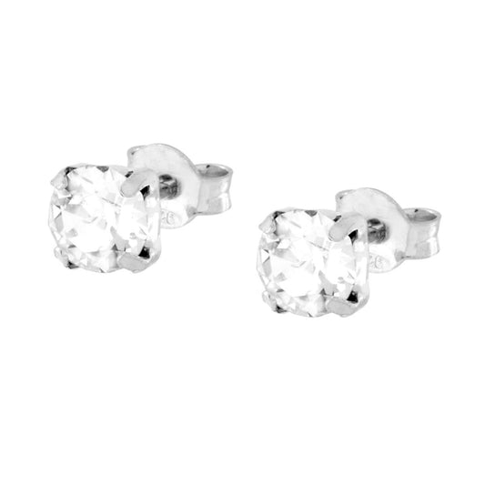 Ohrstecker Punto Luce 5 mm, weißer Kristall, aus 925er Silber, rhodiniert - MeinSchmuckShop