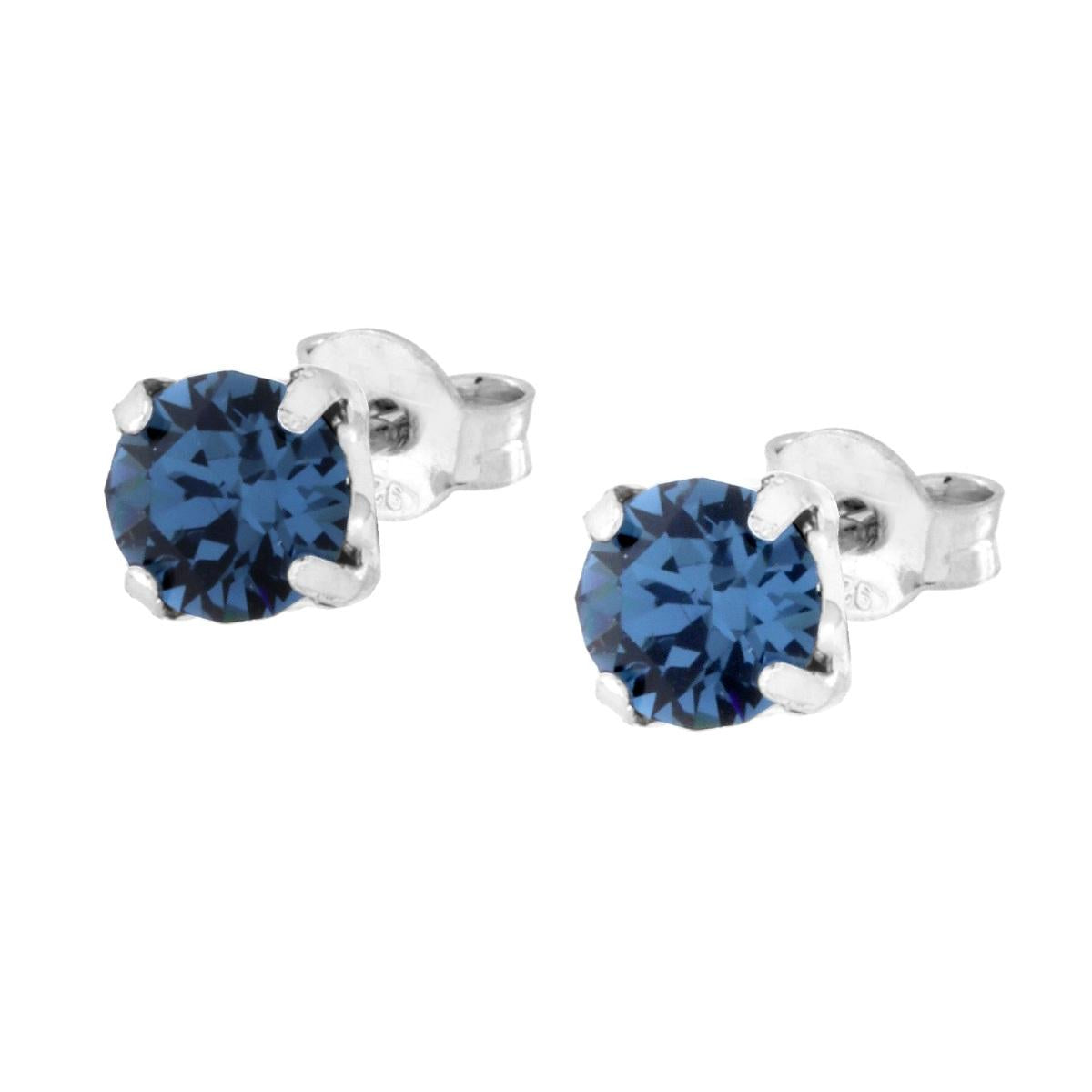 Ohrstecker Punto Luce mm 5 Crystal Blau in 925er Silber, rhodiniert - MeinSchmuckShop