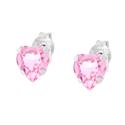 Ohrringe Punto Luce Herz Rosa Kristall aus 925er Silber rhodiniert - MeinSchmuckShop