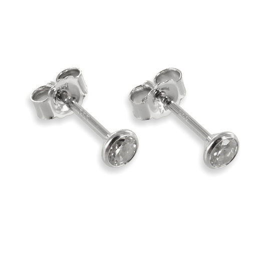 Ohrstecker mit Zirkonia 3mm - Weißgold 333/000