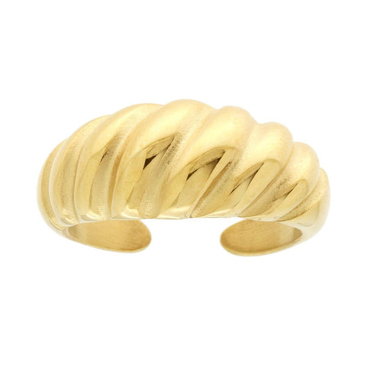 Ring aus Edelstahl mit grobem Geflecht-Band, bombé, in Goldfarbe - MeinSchmuckShop