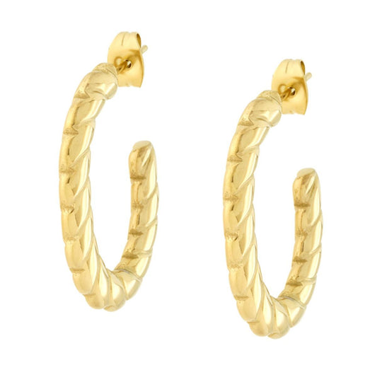 Ohrringe Ovaler Ring Torchon-Effekt aus Edelstahl goldfarben - MeinSchmuckShop