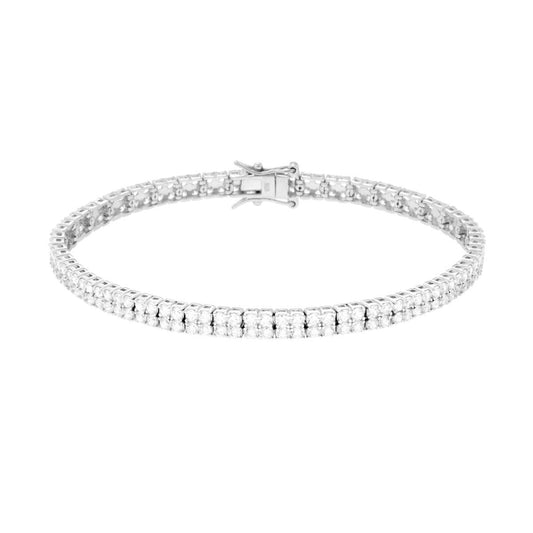 Tennisarmband, Griffe 18 cm, zwei Zirkonienfäden, 2 mm, Weiß, in Silber galvanisch Rhodium. - MeinSchmuckShop