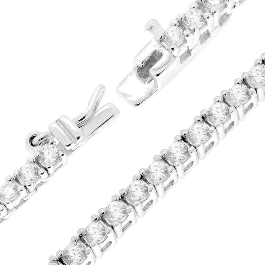 Tennis-Halskette, Griffe 50 cm, mit Zirkonen 2,5 mm, Weißes Silber 925, Rhodium-Galvanik - MeinSchmuckShop