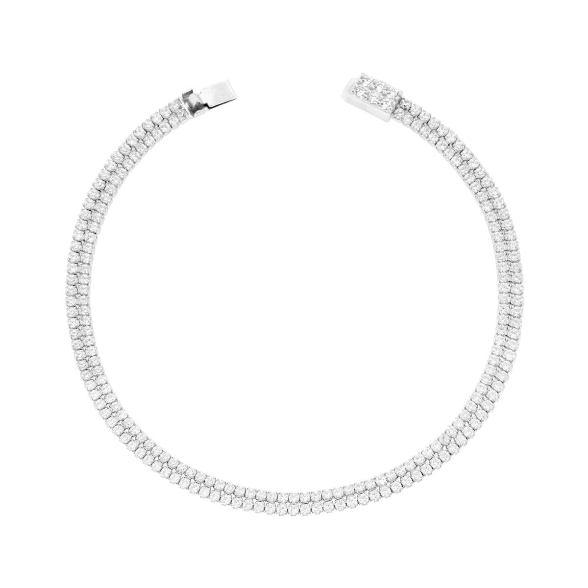 Tennisarmband Griffe 18 cm lang, zwei Stränge Cubic Zirconia, 1,5 mm, weiße Zirkonia, Silber galvanisch rhodiniert - MeinSchmuckShop