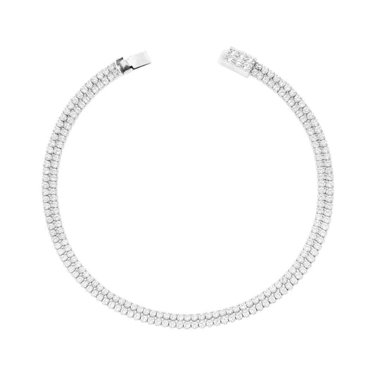 Tennisarmband Griffe 18 cm lang, zwei Stränge Cubic Zirconia, 1,5 mm, weiße Zirkonia, Silber galvanisch rhodiniert - MeinSchmuckShop
