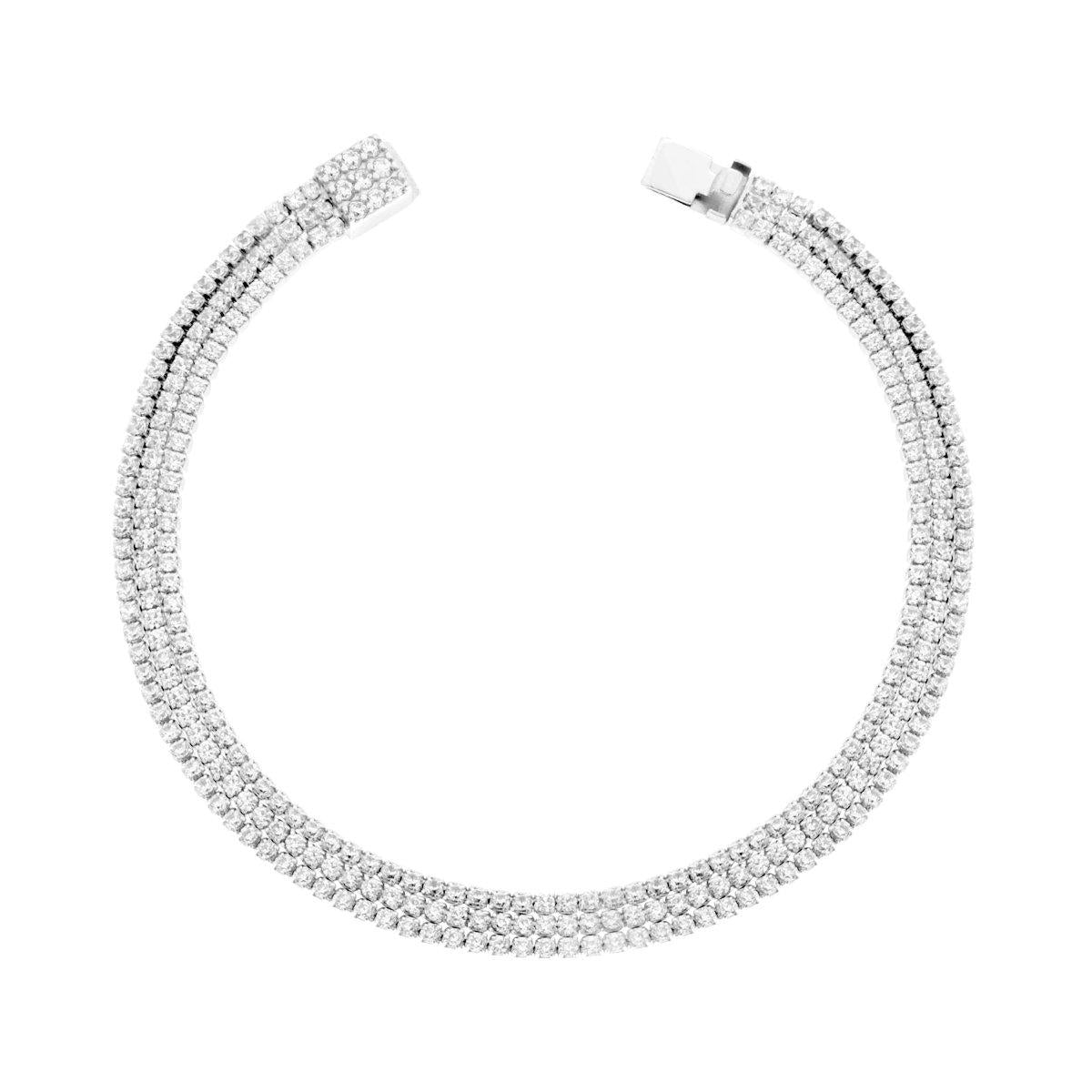 Tennisarmband Griffe, 18 cm, drei Fäden, Cubic Zirconia, 1,5 mm, Weißes Silber, galvanisch rhodiniert - MeinSchmuckShop