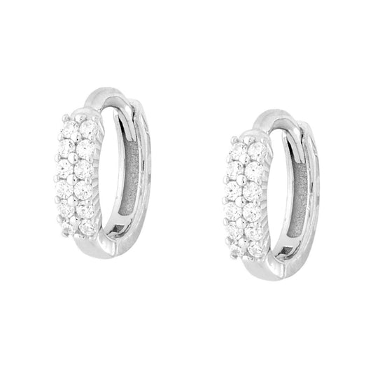 12 mm Schnapp-Ohrringe aus 925er Silber, rhodiniert, mit weißen Cubic Zirconia - MeinSchmuckShop