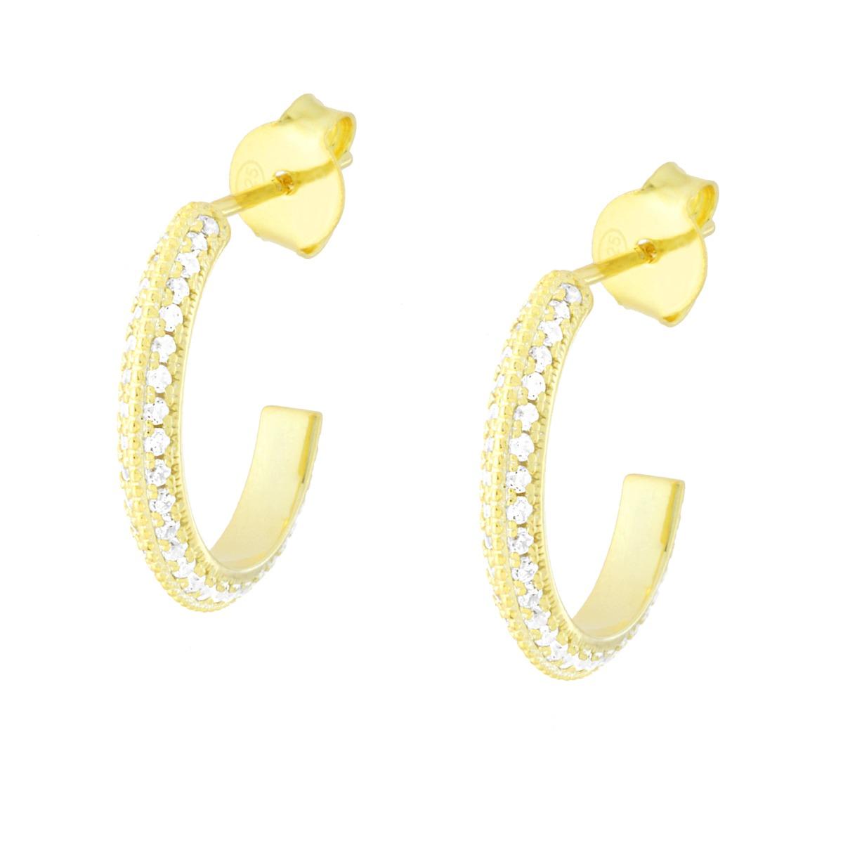 Ohrringe Creolen mit weißen Cubic Zirconia aus 925er Silber, galvanisch vergoldet - MeinSchmuckShop