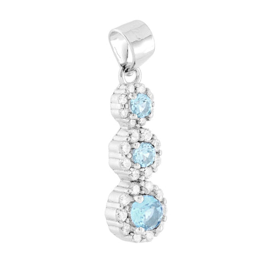 Anhänger Trilogy Degrade Blumen Aquamarin, von weißen Cubic Zirconia umrahmt, aus 925er Silber rhodiniert - MeinSchmuckShop