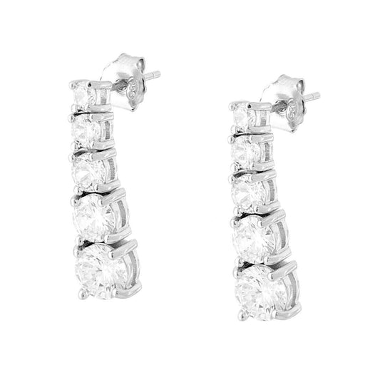 Tennis-Ohrstecker Degradé mit weißen Cubic Zirconia, 925er Silber, rhodiniert - MeinSchmuckShop