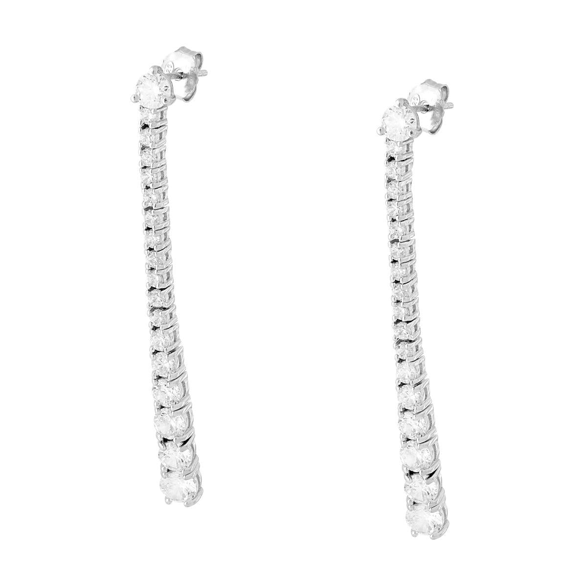 Tennis-Ohrringe degradé mit weißen Cubic-Zirconia in 925er Silber rhodiniert. - MeinSchmuckShop