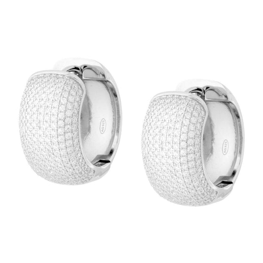 Ohrringe Creolen Ø 20 mm mit weißen Cubic Zirconia, Silber 925, rhodiniert - MeinSchmuckShop