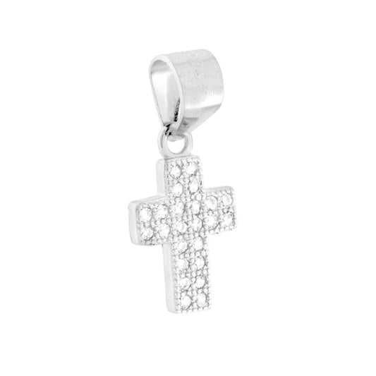 Kreuzanhänger mit weißen Cubic-Zirkonia in Silber 925, rhodiniert - MeinSchmuckShop