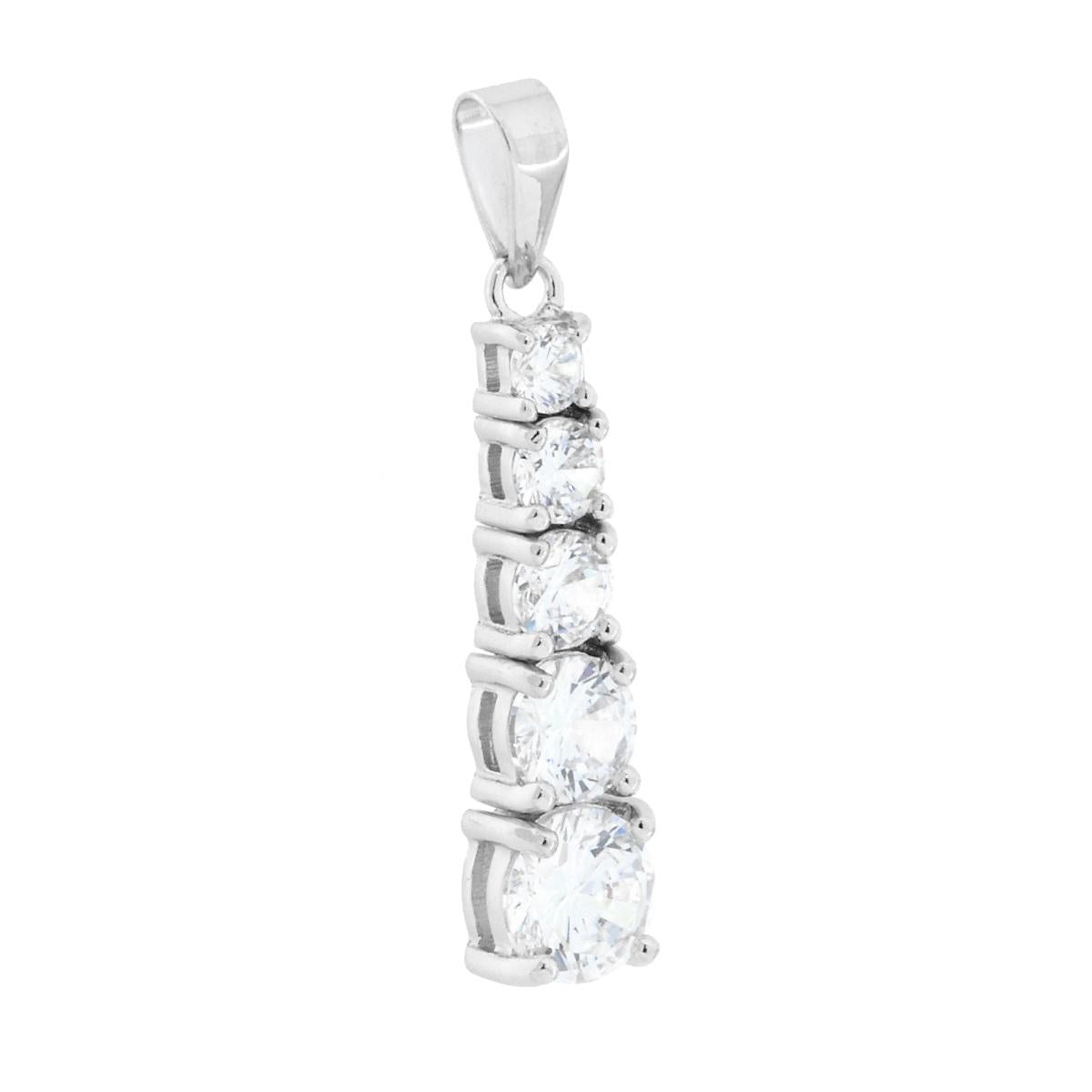 Tennisanhänger Degradé mit weißen Cubic Zirconia in 925er Silber, rhodiniert - MeinSchmuckShop