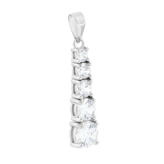 Tennisanhänger Degradé mit weißen Cubic Zirconia in 925er Silber, rhodiniert - MeinSchmuckShop