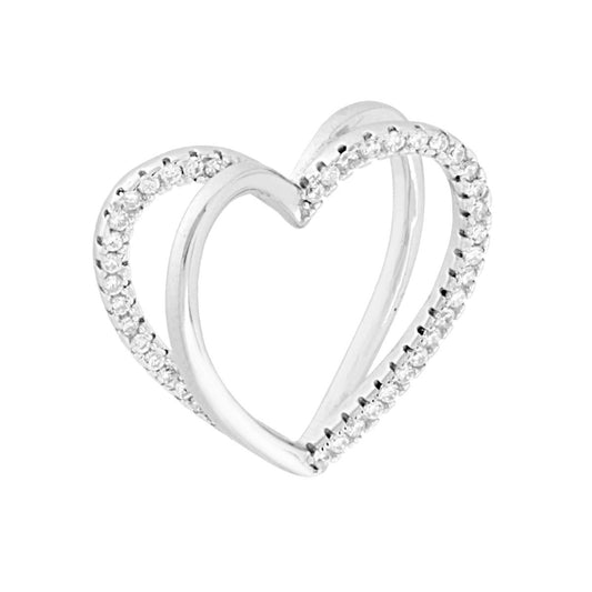 Anhänger Herz durchgehend mit weißen Cubic Zirconia aus 925er Silber, rhodiniert - MeinSchmuckShop
