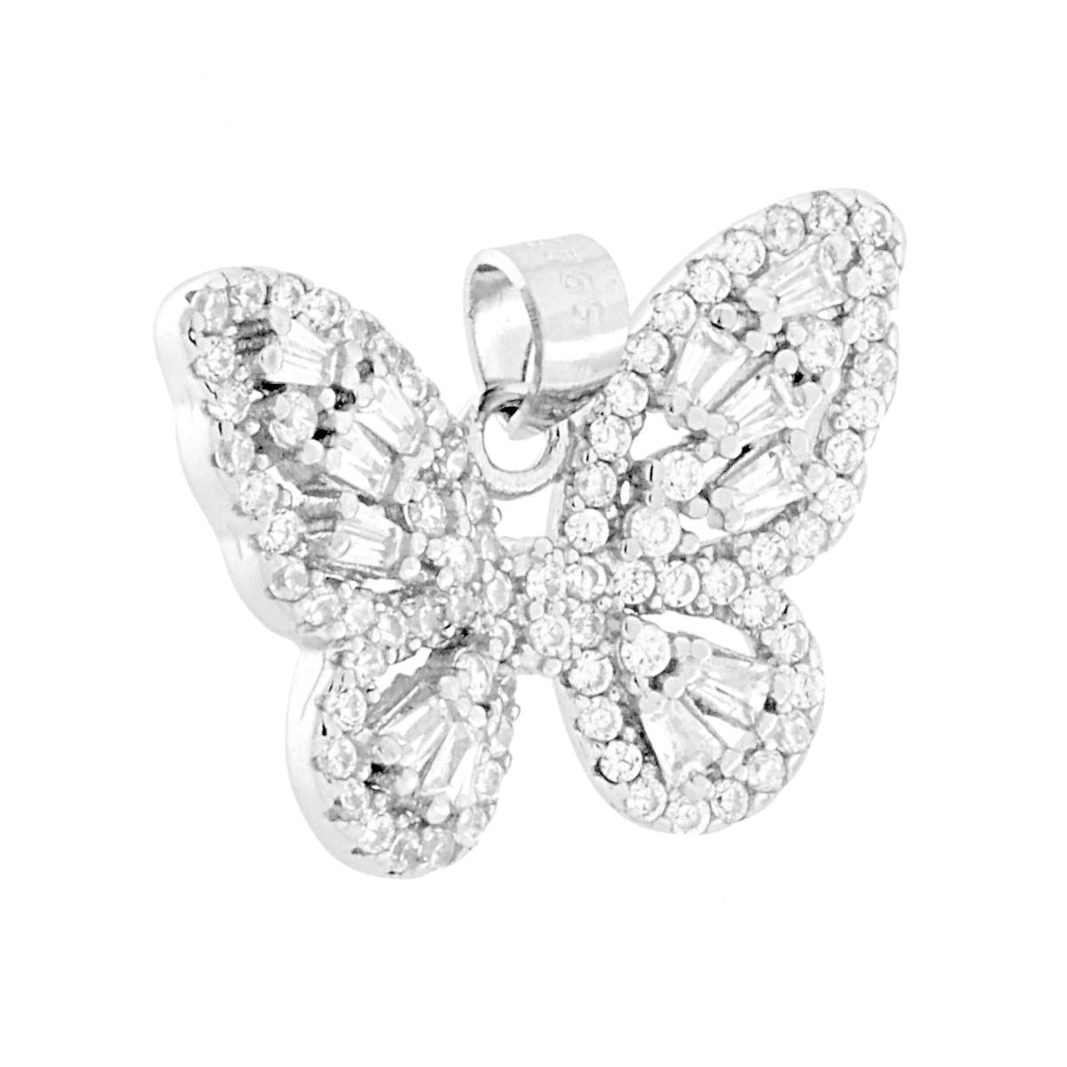 Anhänger Schmetterling mit weißen Cubic Zirconia aus 925er Silber, rhodiniert. - MeinSchmuckShop