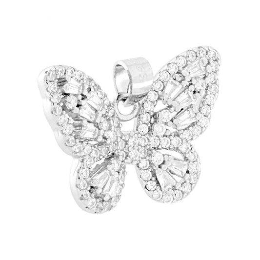 Anhänger Schmetterling mit weißen Cubic Zirconia aus 925er Silber, rhodiniert. - MeinSchmuckShop