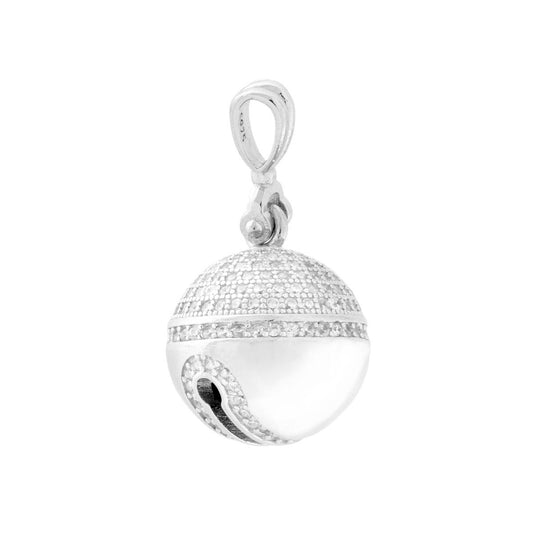 Anhänger Engelrufer Glöckchen 13 mm mit weißen Cubic Zirconia in 925er Silber rhodiniert - MeinSchmuckShop