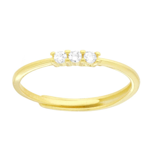 Trilogie-Ring mit weißen Cubic-Zirkonia, aus 925er Silber, goldgalvanisiert. - MeinSchmuckShop