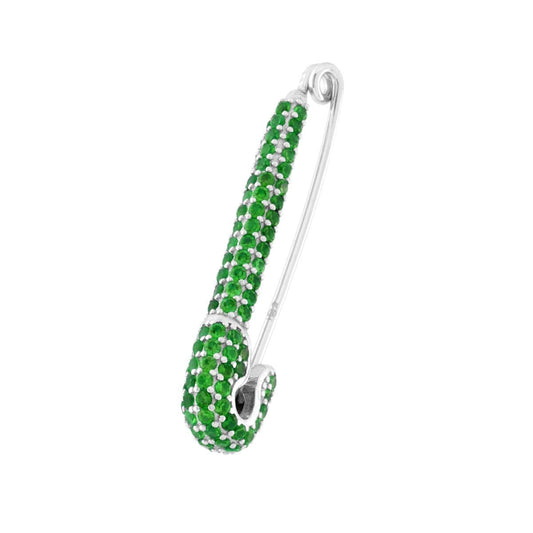 Brosche Balia mit Smaragdgrünem Cubic-Zirkonia aus 925er Silber, rhodiniert - MeinSchmuckShop