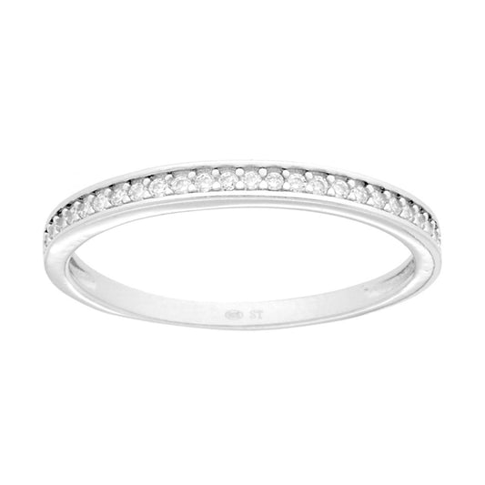 Veretta-Ring mit Schienenfassung, Cubic Zirconia, weiße, 2,1 mm, in 925er Silber, rhodiniert galvanisch - MeinSchmuckShop