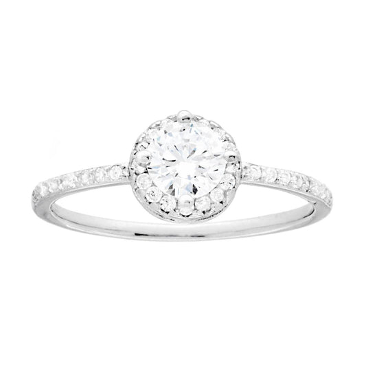 Solitärring mit weißen Zirkonien, Silber 925, rhodiniert. - MeinSchmuckShop