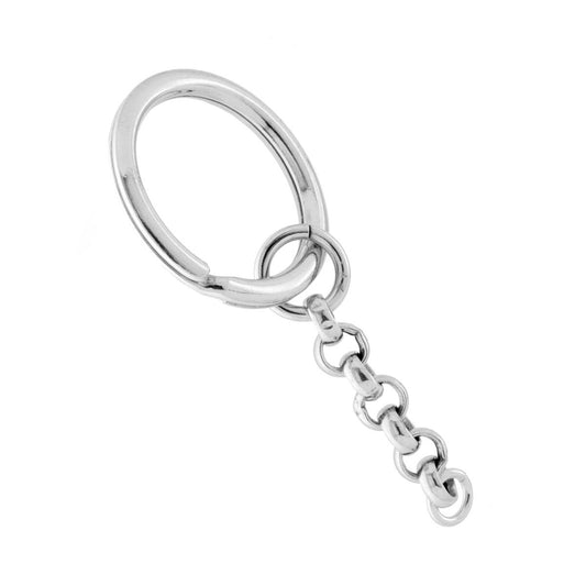 Halbzeug Schlüsselanhänger Brise Ø24 mm mit 3 cm Verlängerung, Rolo-Kette Gliedstärke 5 mm, aus Silber 925, rhodiumgalvanisch beschichtet - MeinSchmuckShop