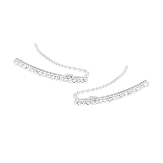 Ohrklemme Ear Cuff Salie Ohrstift Barretta mit weißen Cubic Zirconia aus 925er Silber, rhodiniert - MeinSchmuckShop