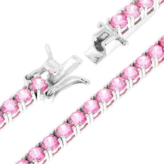 Tennisarmband Griffe 16,5 cm mit 3 mm rosa Zirkonen in Silber 925 galvanisch rhodiniert - MeinSchmuckShop