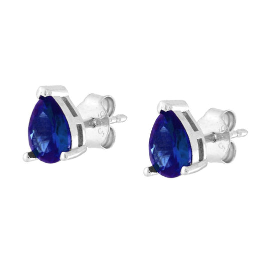 Tropfen-Ohrhänger aus kubischem Zirkon, blau Saphir, 925er Silber, rhodiniert. - MeinSchmuckShop