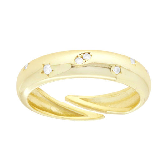 Bandring mit Lichtpunkt, weiße Cubic Zirconia-Sterne, aus Silber 925, vergoldet - MeinSchmuckShop