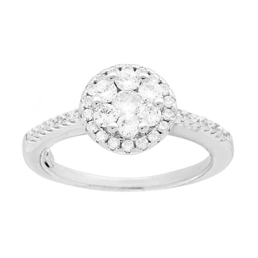 Solitärring mit weißem Cubic Zirconia, Silber 925, rhodiniert - MeinSchmuckShop