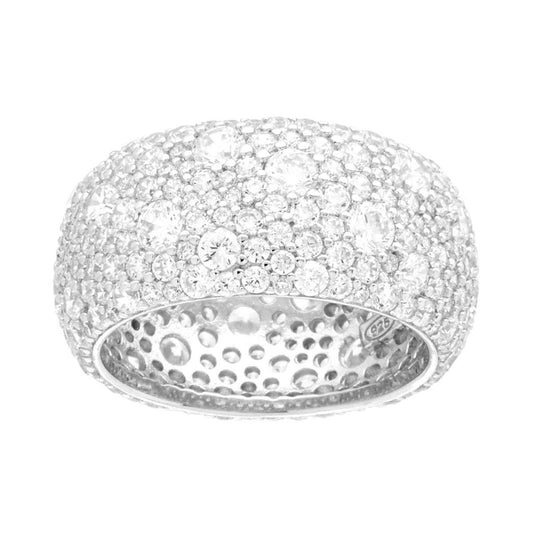 Ringband mit weißen Cubic Zirconia aus Silber 925, rhodiniert. - MeinSchmuckShop